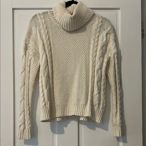 Madewell Cream Cable Knit Turtleneck Sweater